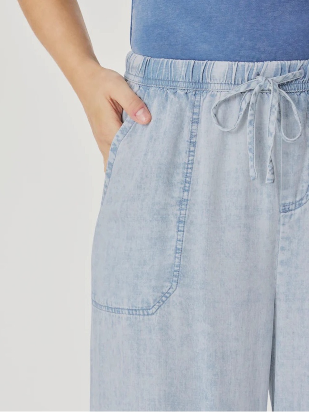 Splendid Angie Indigo Pallazo Wide Leg Pant Bleached Indigo Size S NWT $168 - Picture 5 of 10